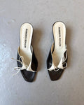 Tie black & white kitten heels