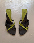 Green strappy kitten heels
