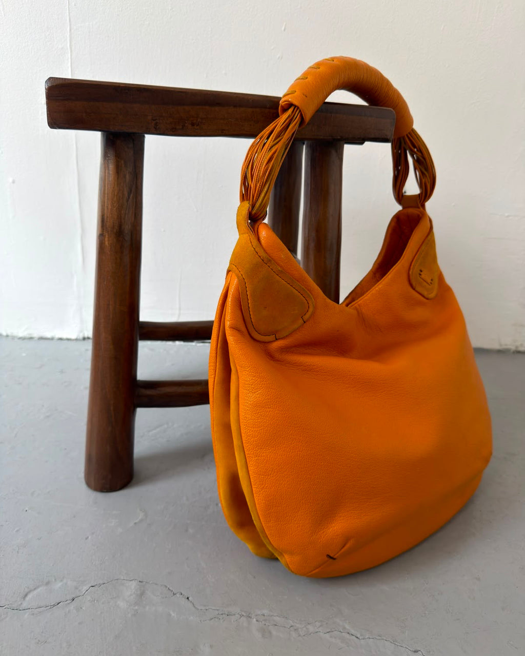 Orange leather bag
