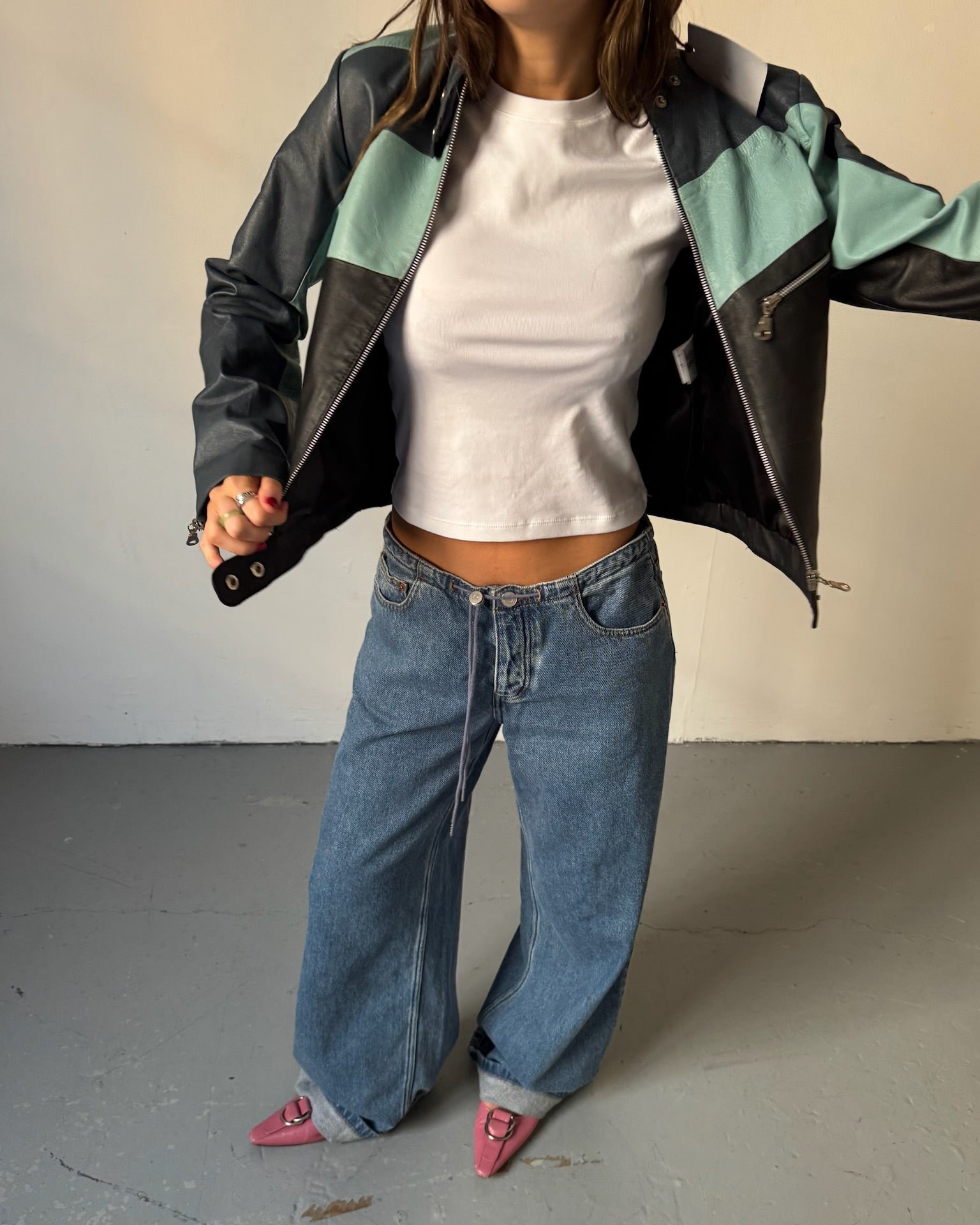 Blue 2-toned biker jacket