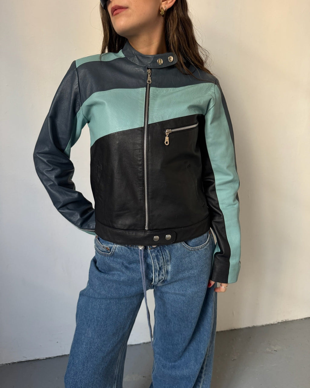 Blue 2-toned biker jacket