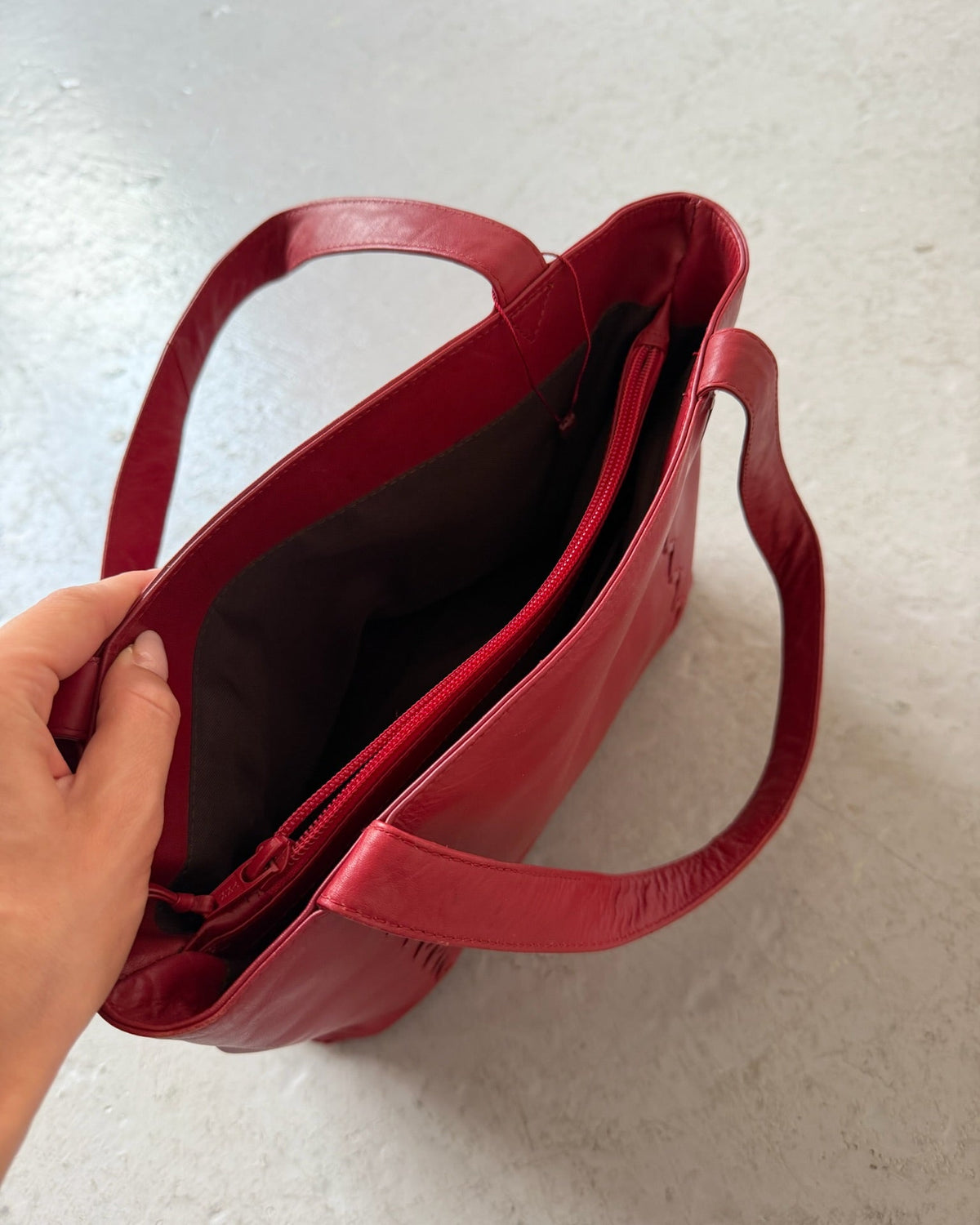 Red leather bag