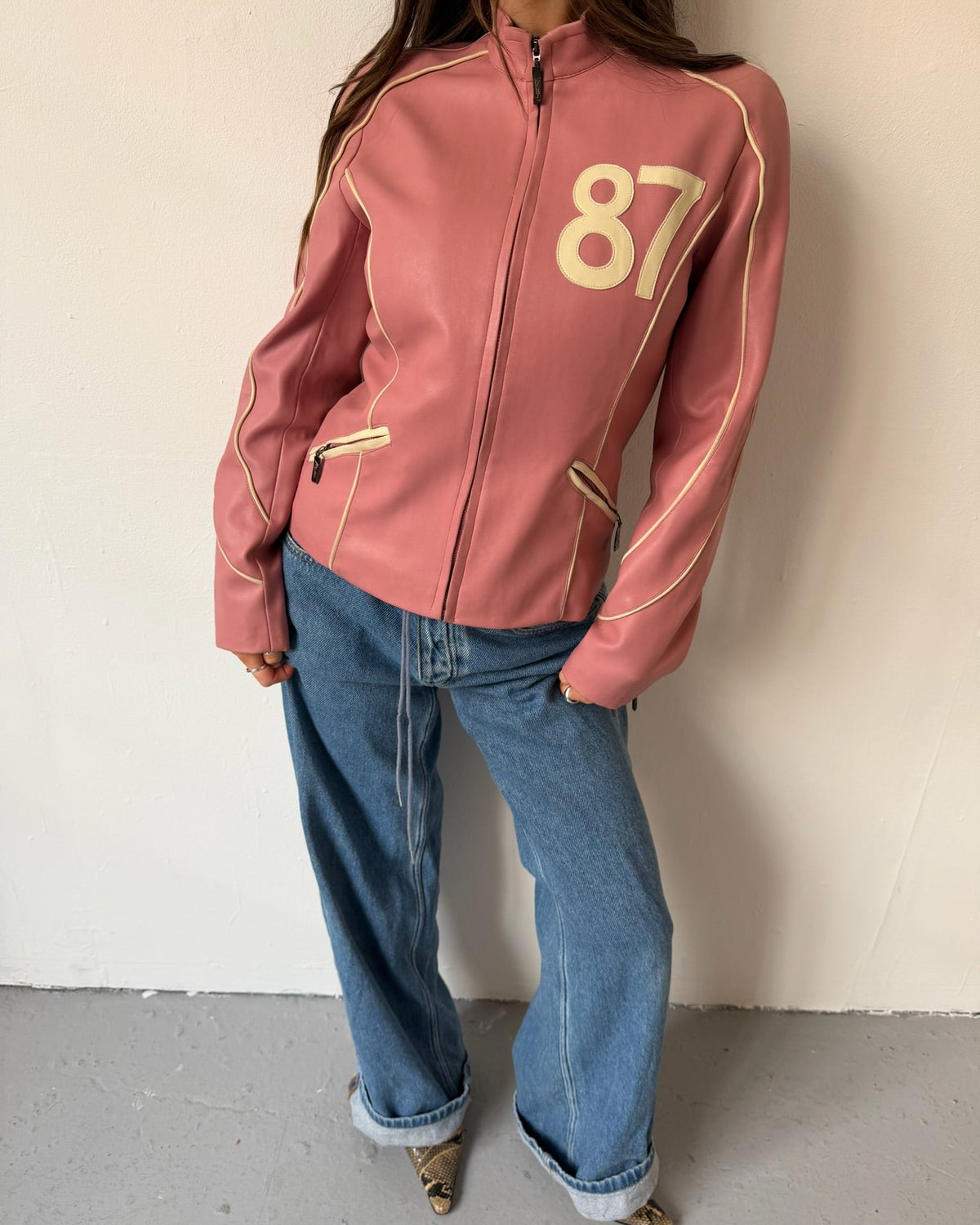 Pink moto 87 jacket
