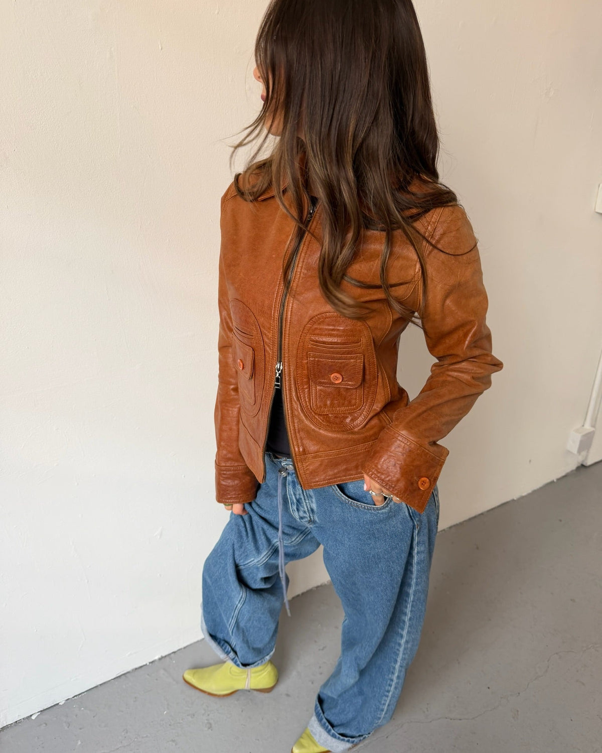 Brown leather jacket