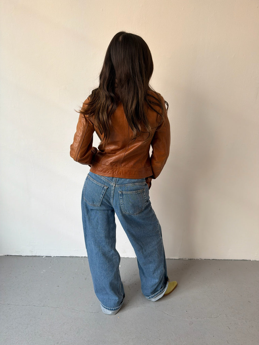 Brown leather jacket