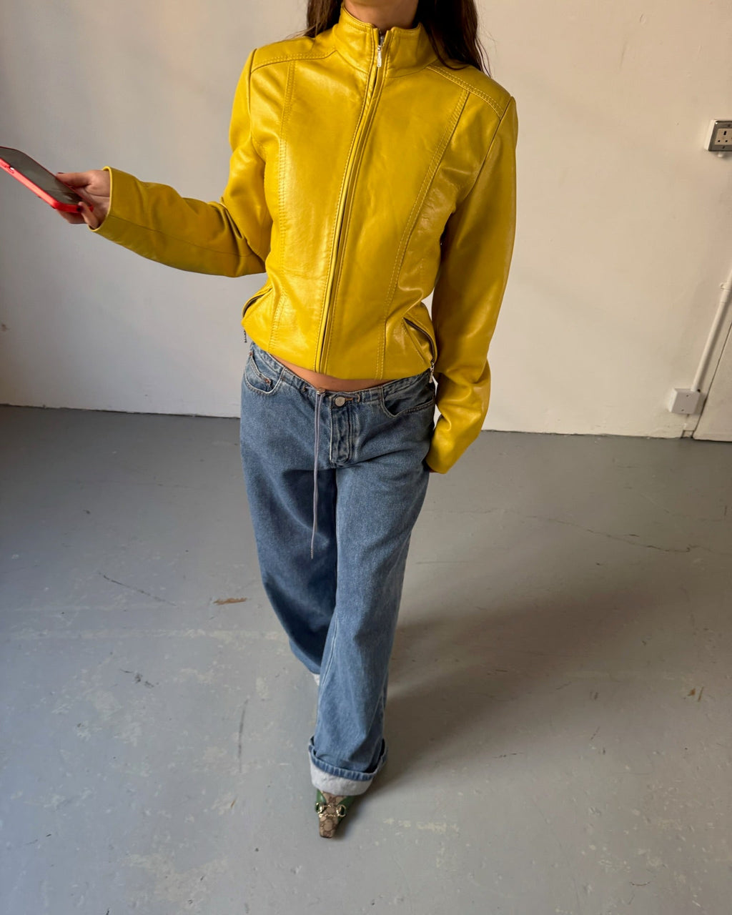 Yellow leather jacket