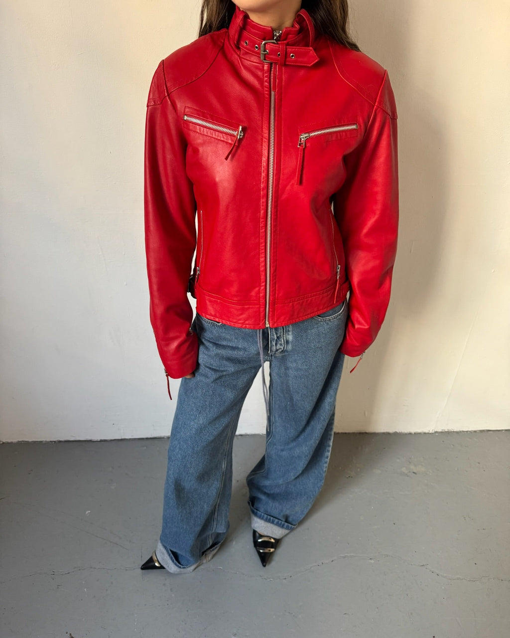 Red leather jacket