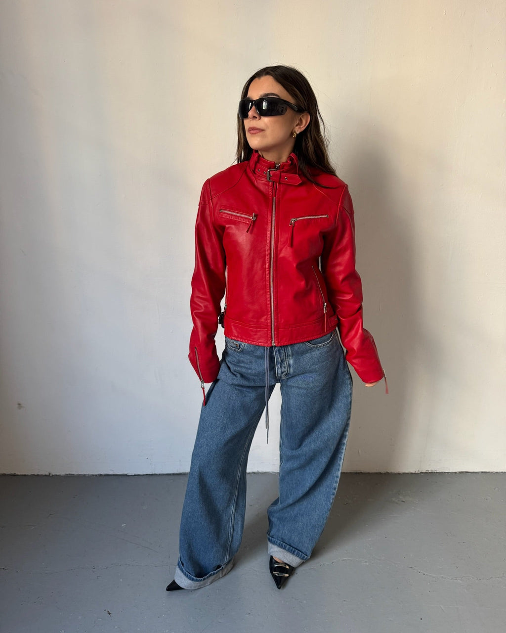 Red leather jacket