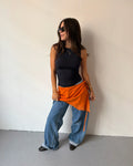 Orange suede wrap skirt