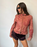 Pink washed leather jacket