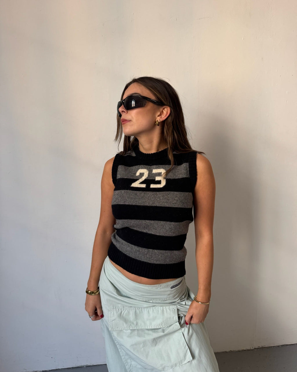 Knit stripe vest