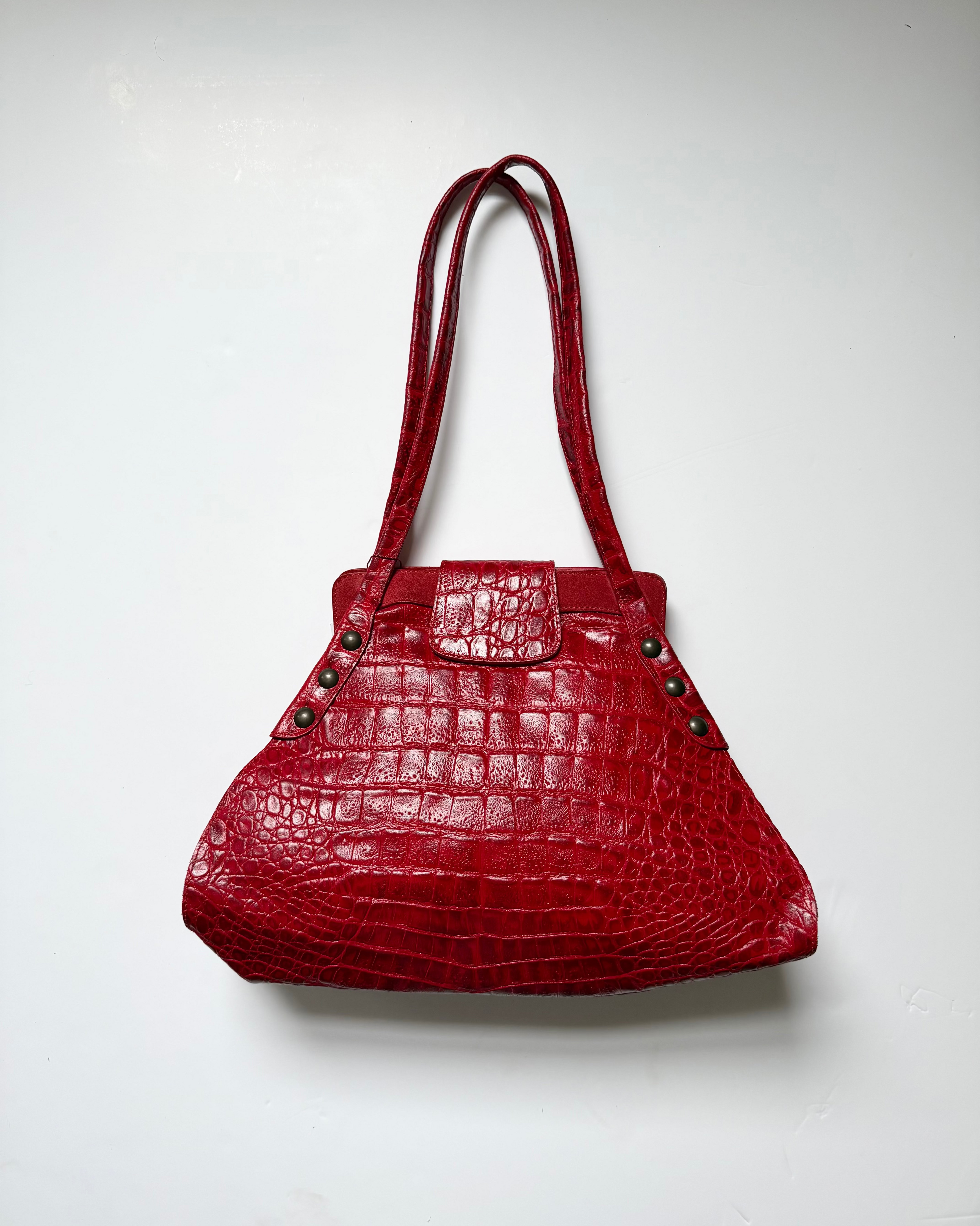 Red crocodile print bag