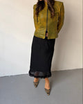 Black sheer midi frill skirt