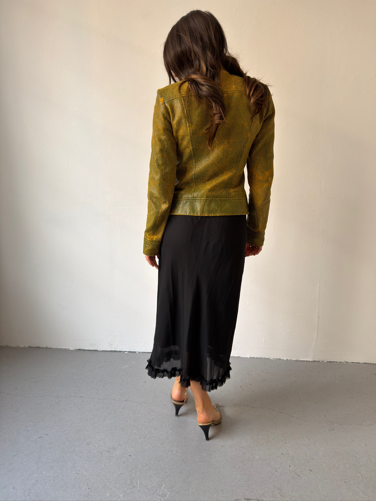 Black sheer midi frill skirt
