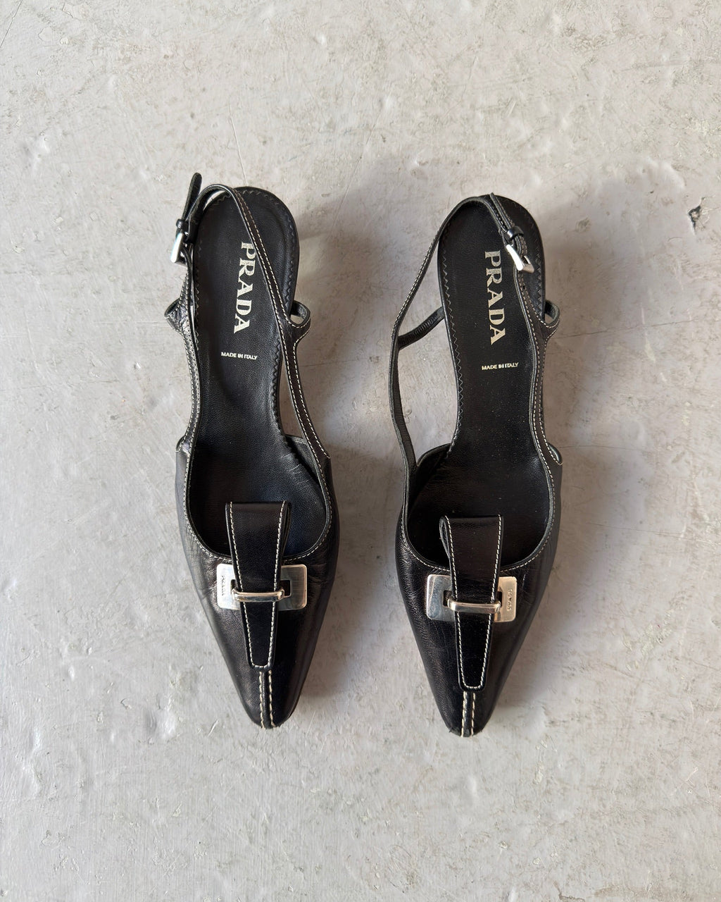 Black Prada point kitten heel