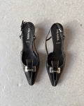 Black Prada point kitten heel