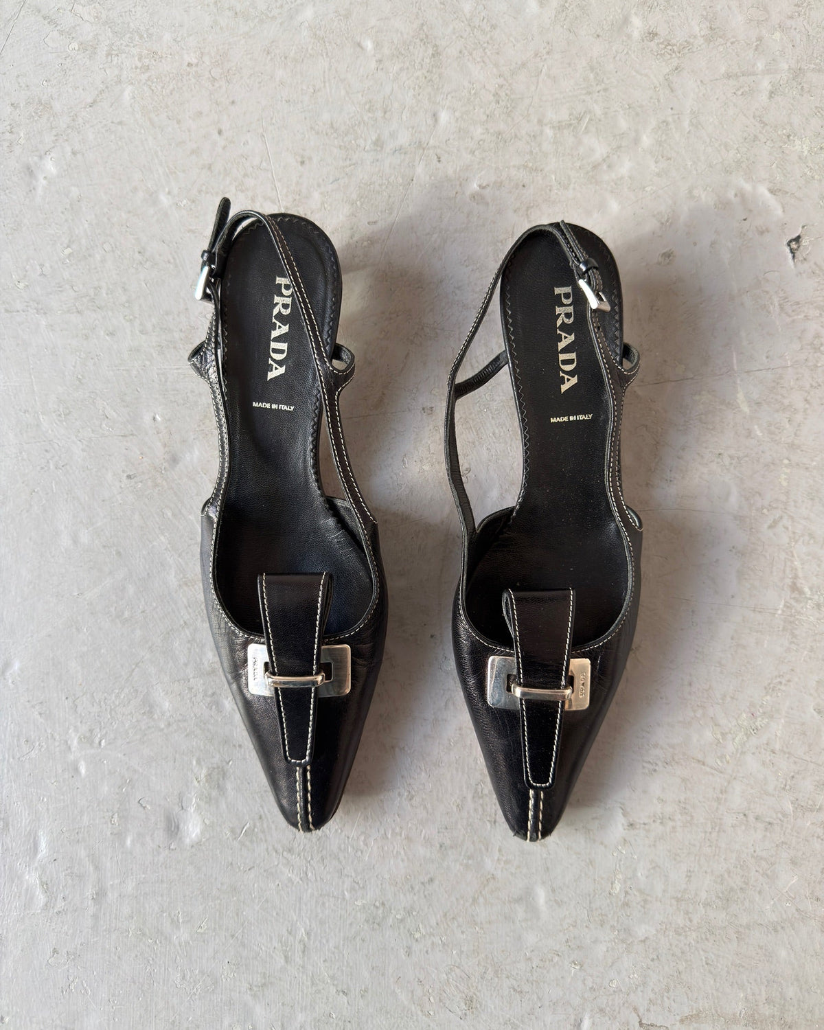 Black Prada point kitten heel