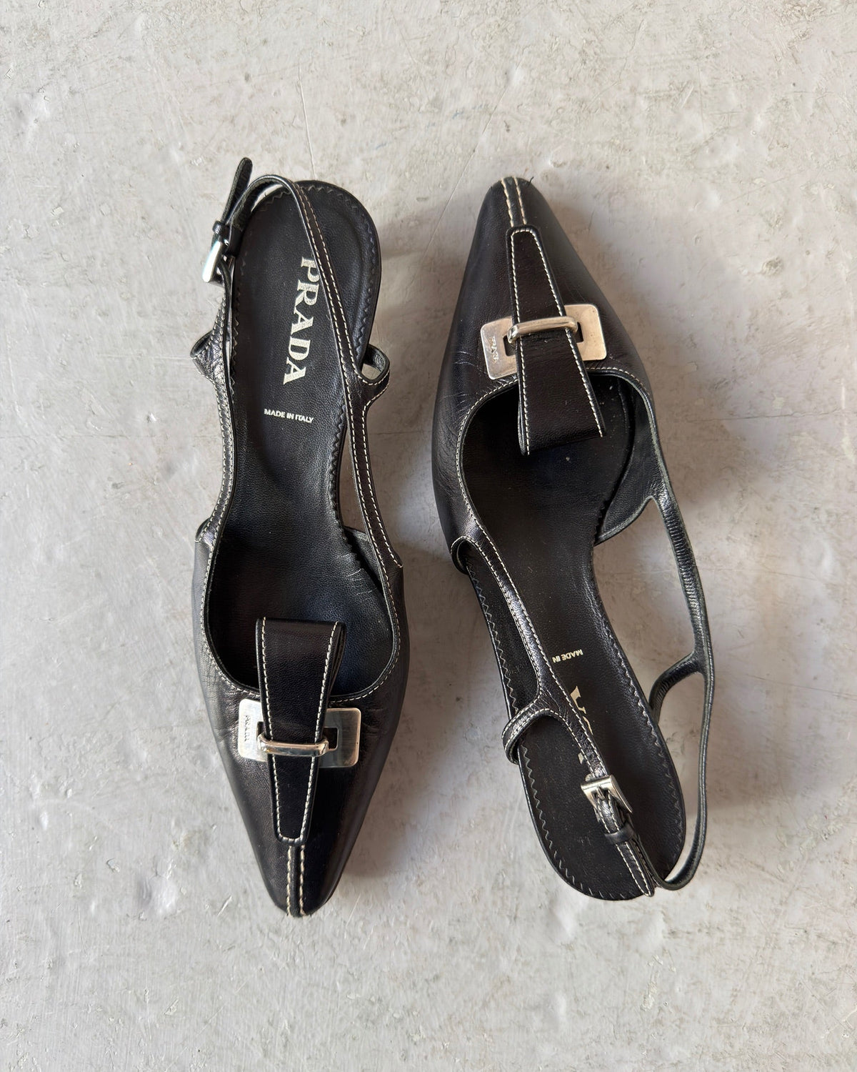 Black Prada point kitten heel