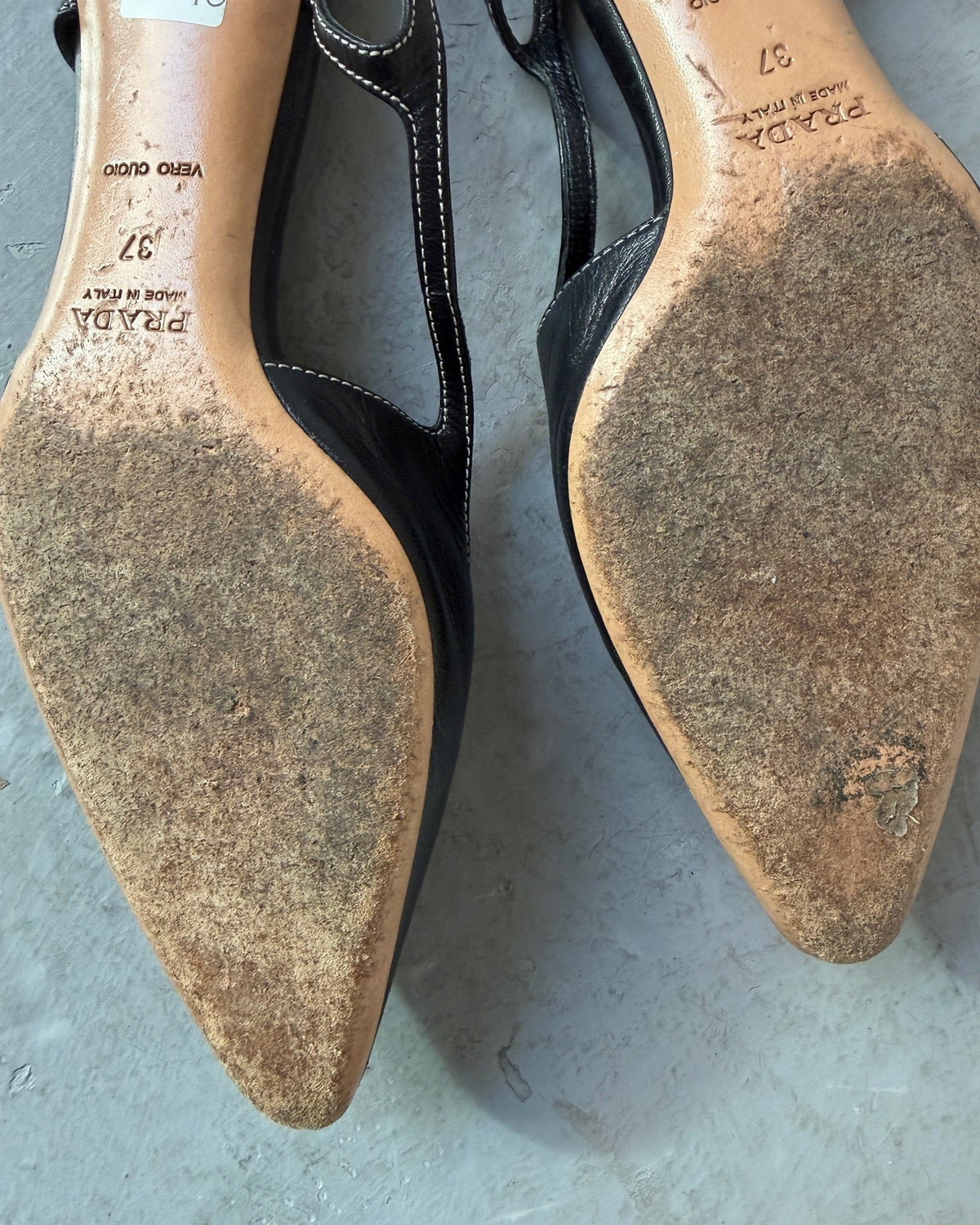 Black Prada point kitten heel