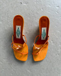 Orange strappy wedges