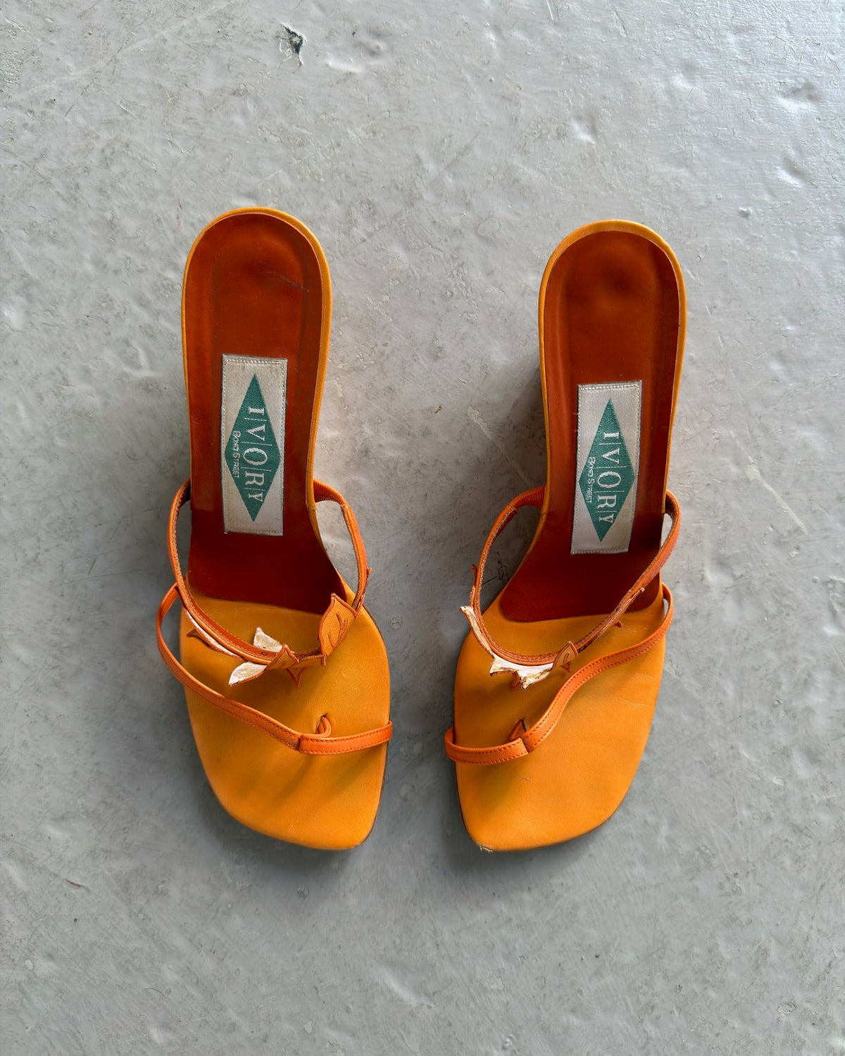 Orange strappy wedges