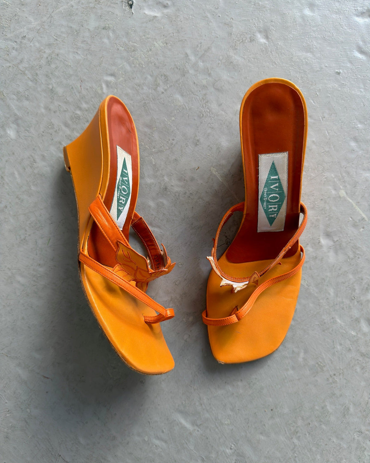 Orange strappy wedges