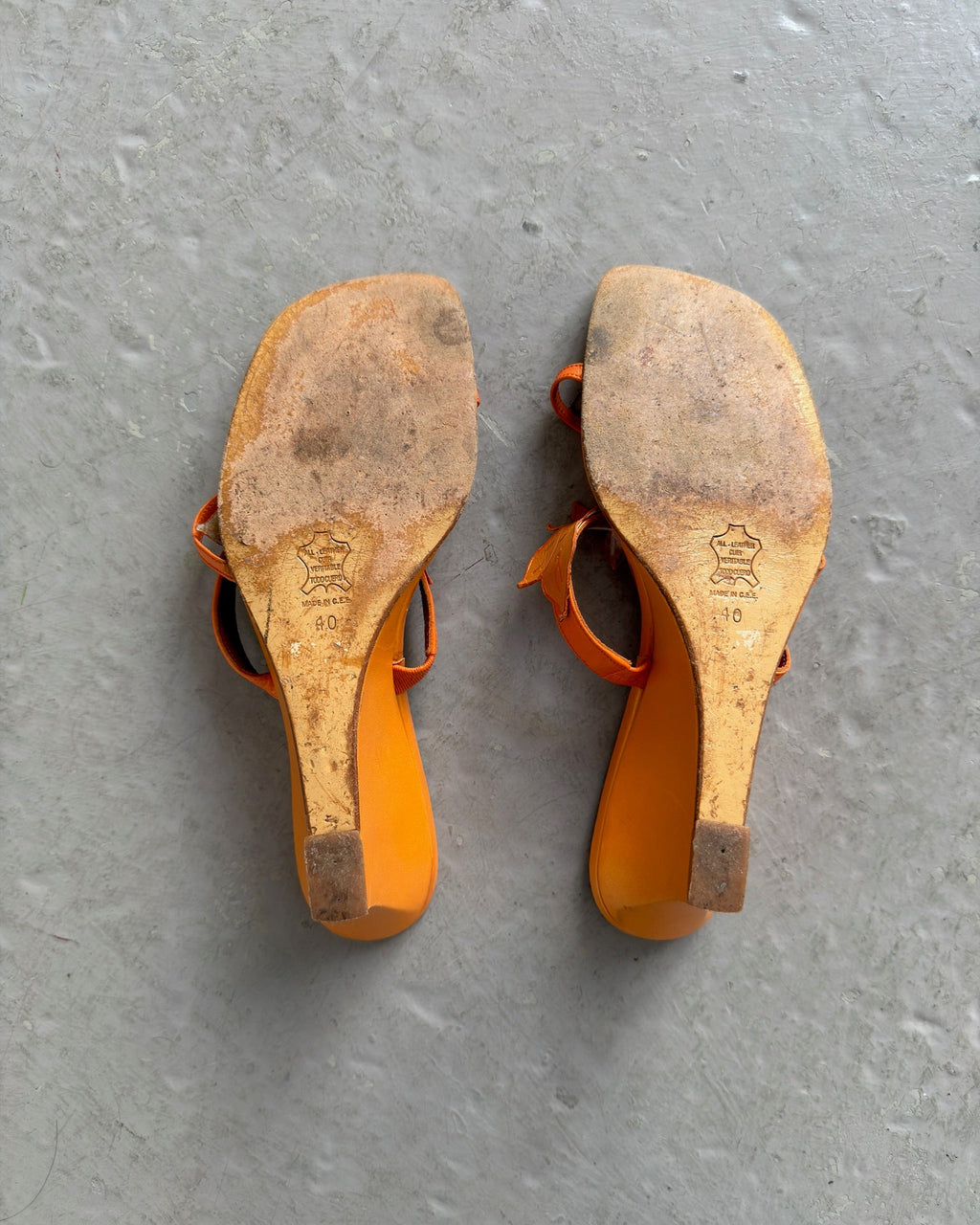 Orange strappy wedges