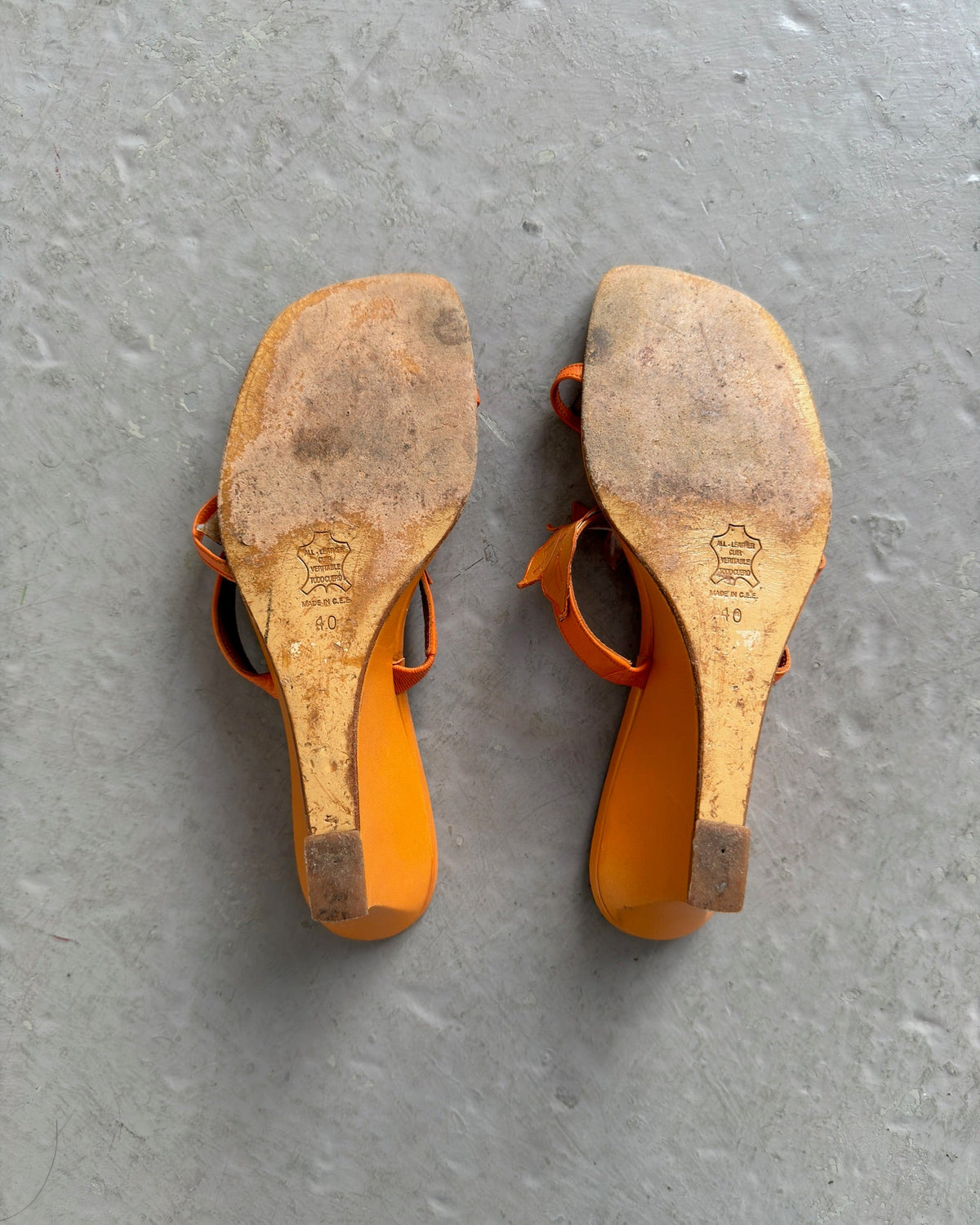 Orange strappy wedges