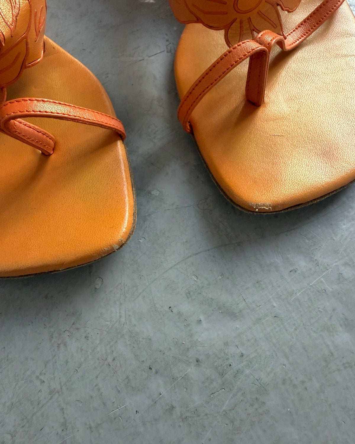 Orange strappy wedges