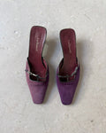 Purple suede kitten heels
