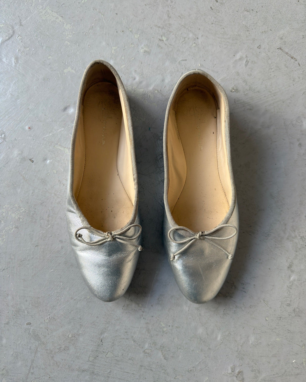 Silver ballet flats