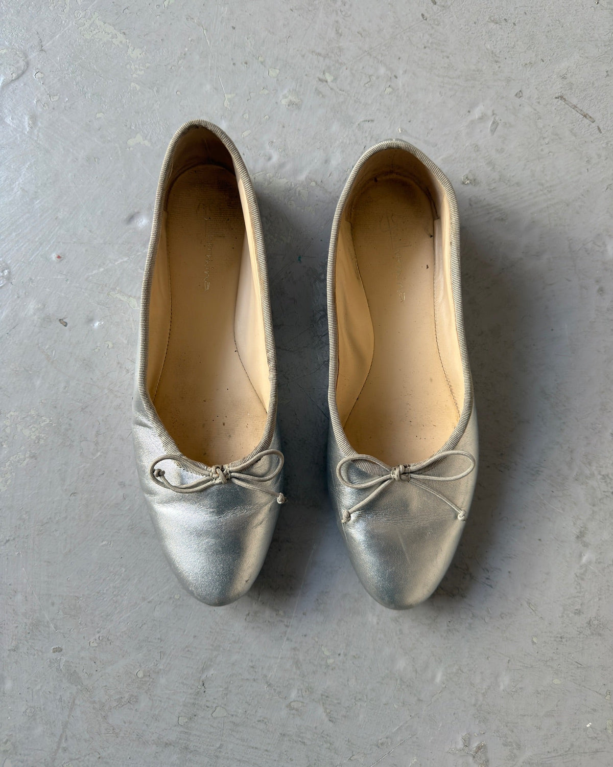 Silver ballet flats