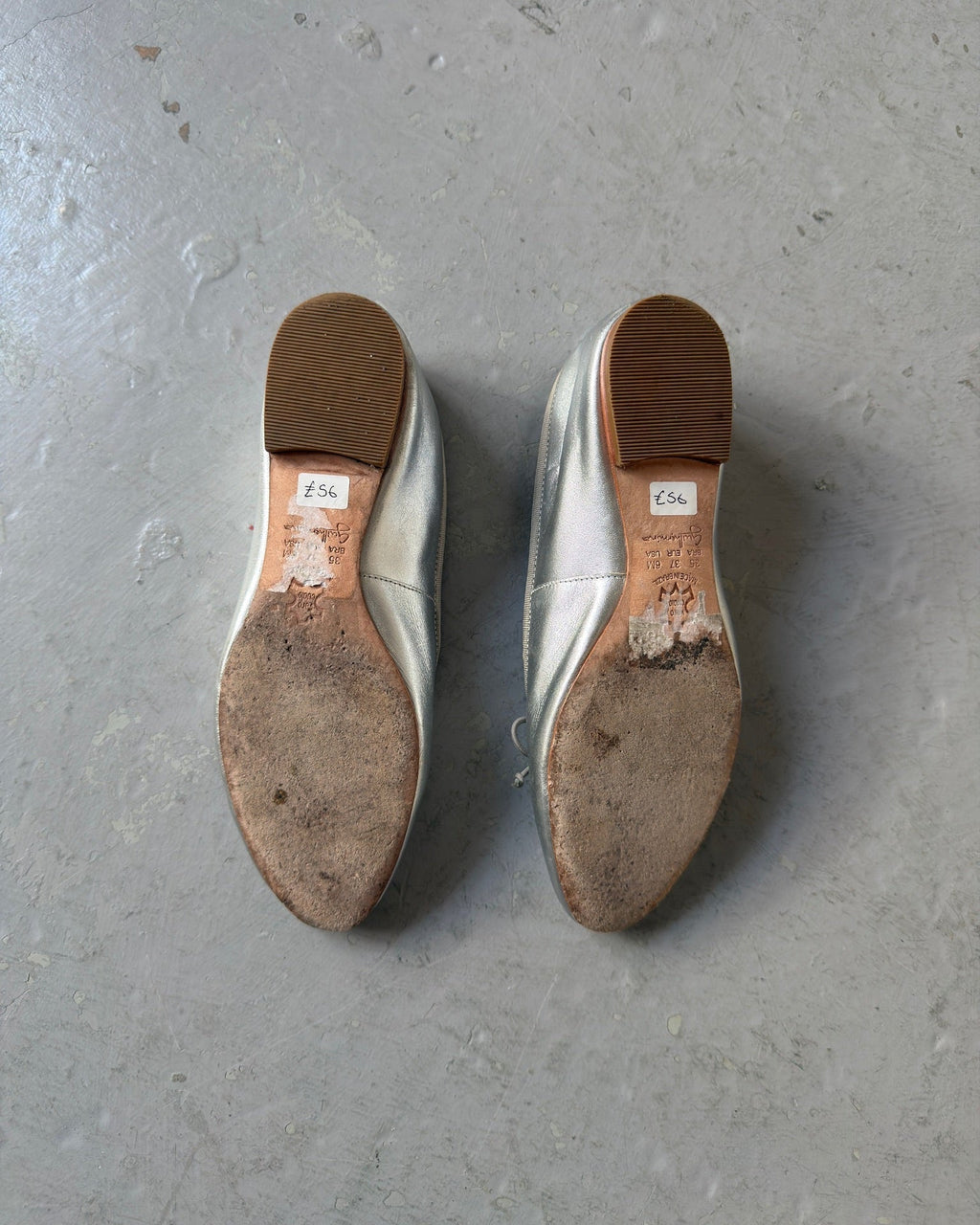 Silver ballet flats