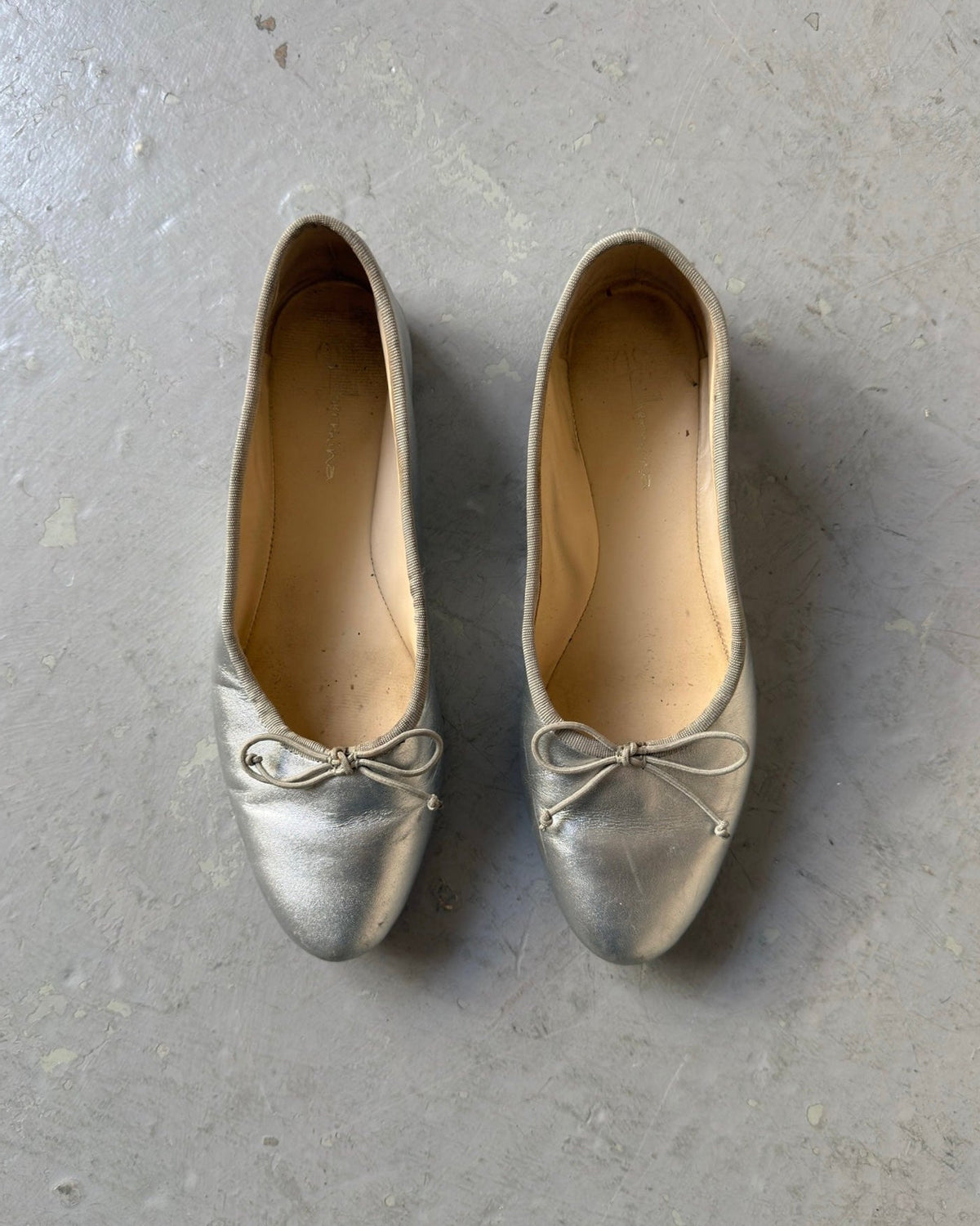 Silver ballet flats