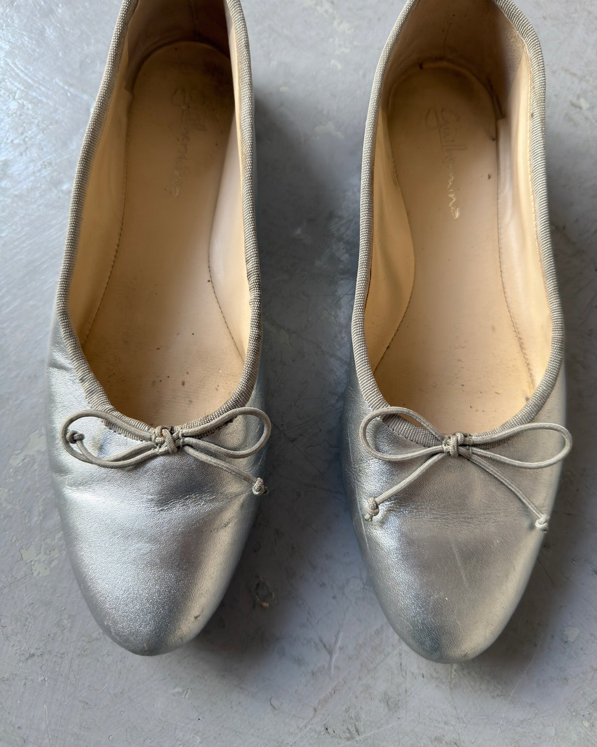 Silver ballet flats