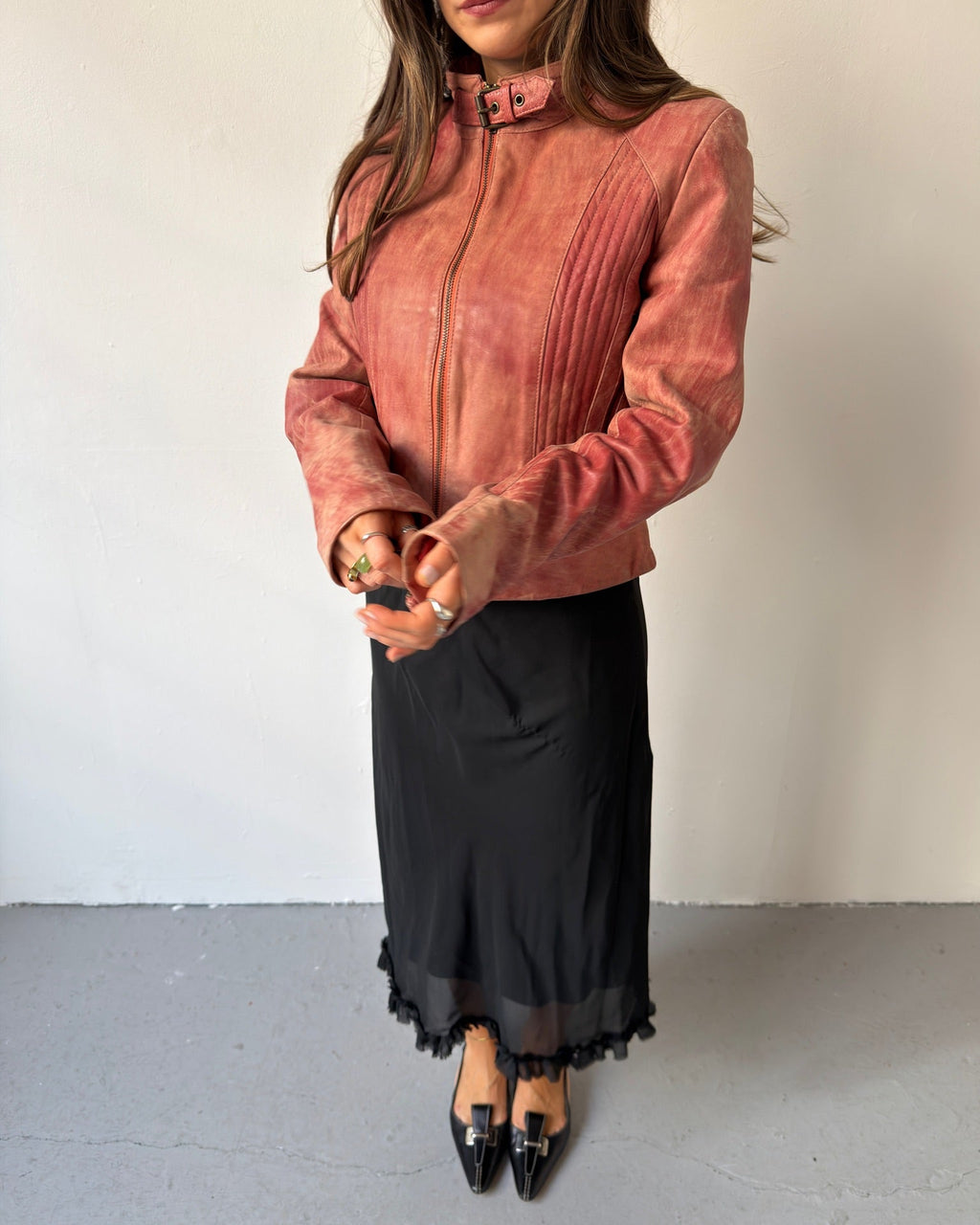 Black sheer midi frill skirt
