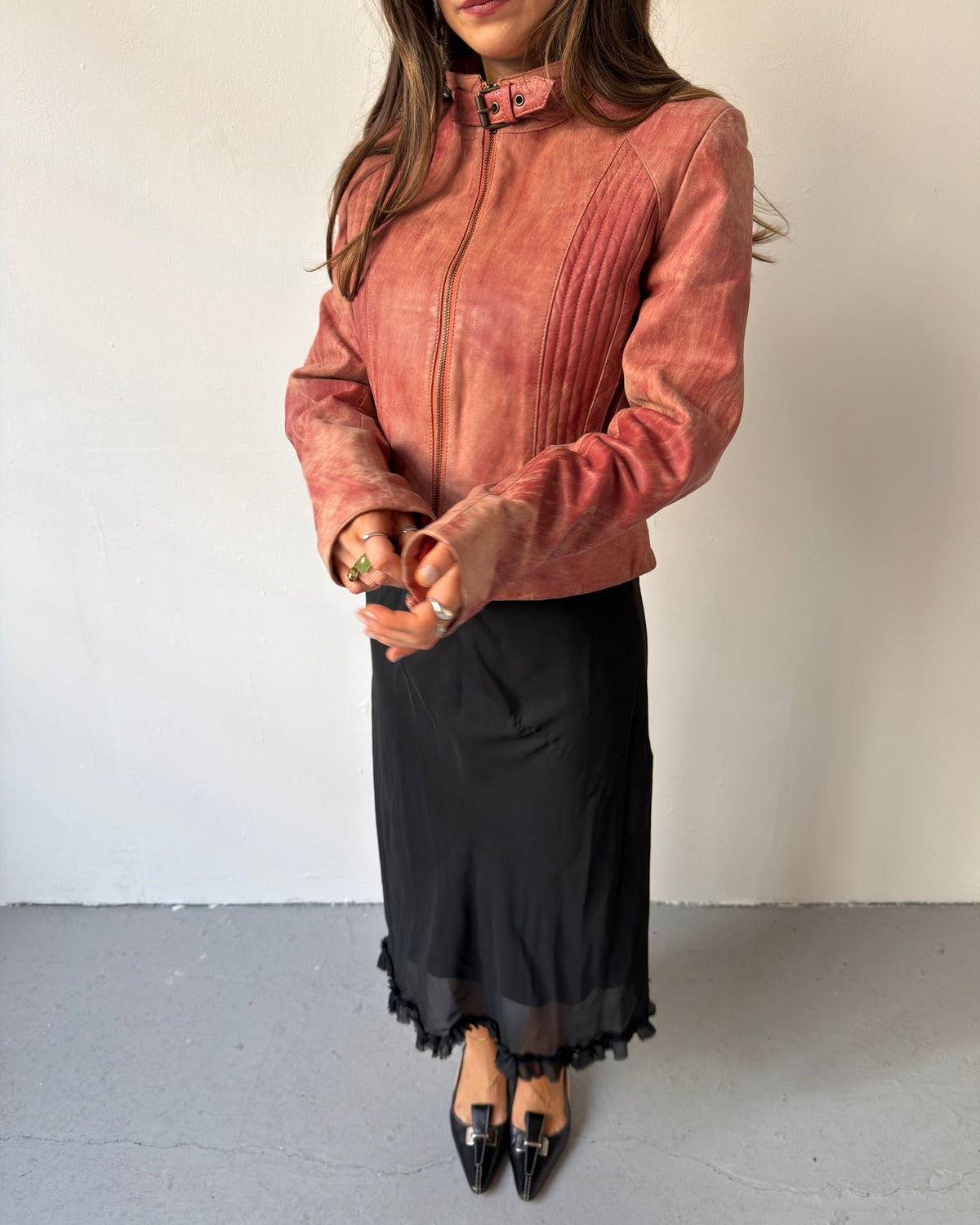Black sheer midi frill skirt