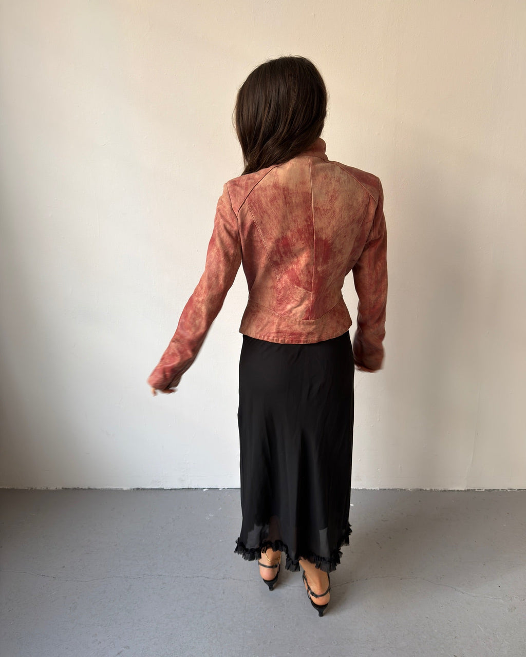 Pink washed leather jacket