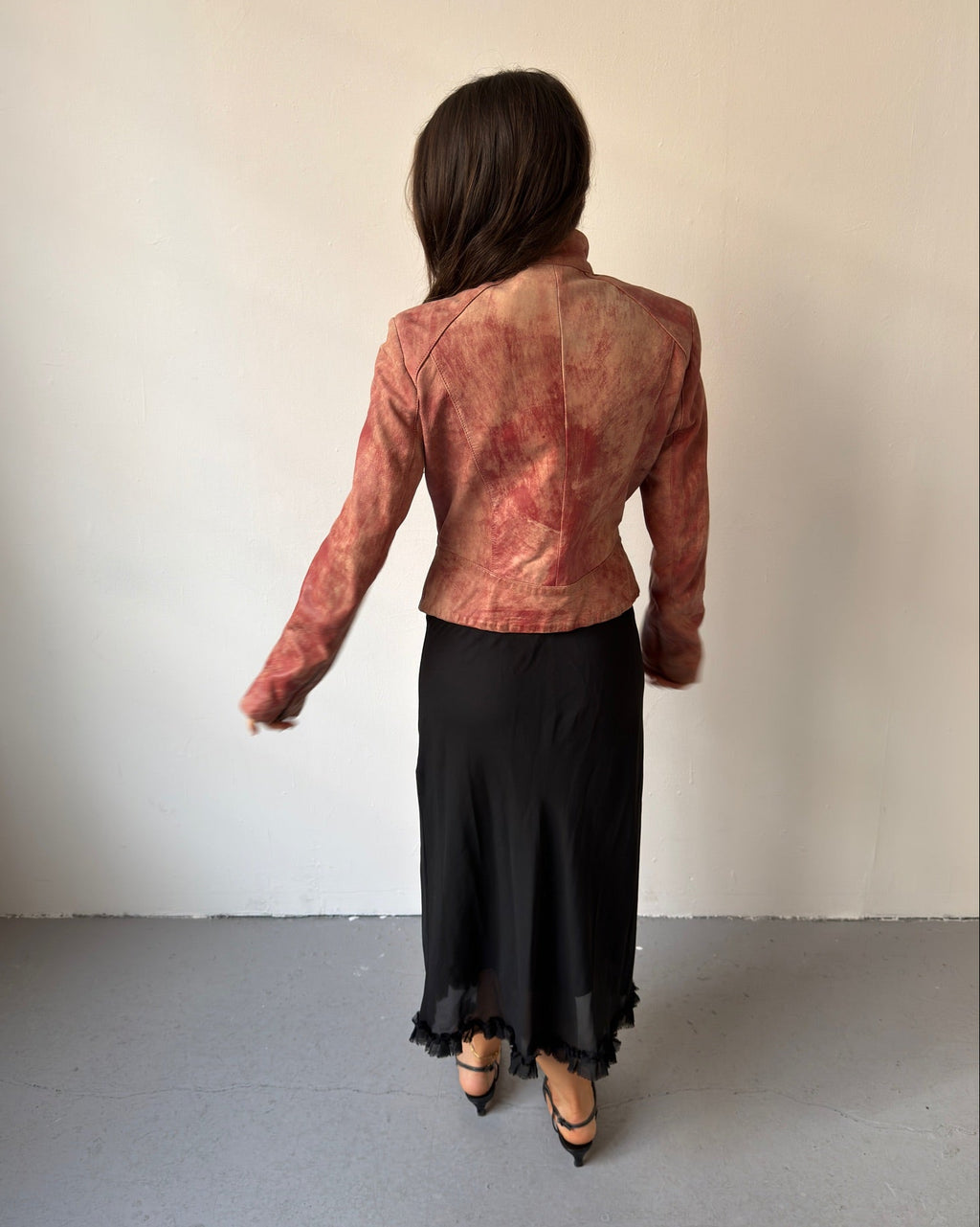 Black sheer midi frill skirt
