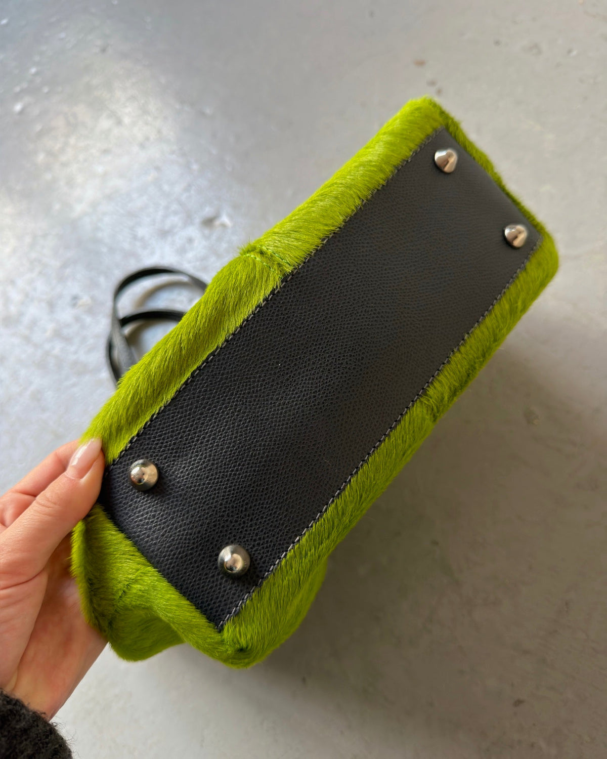 Green pony hair bag