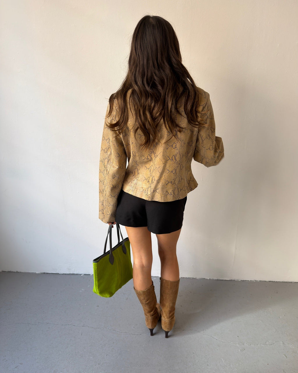Beige snakeskin leather jacket