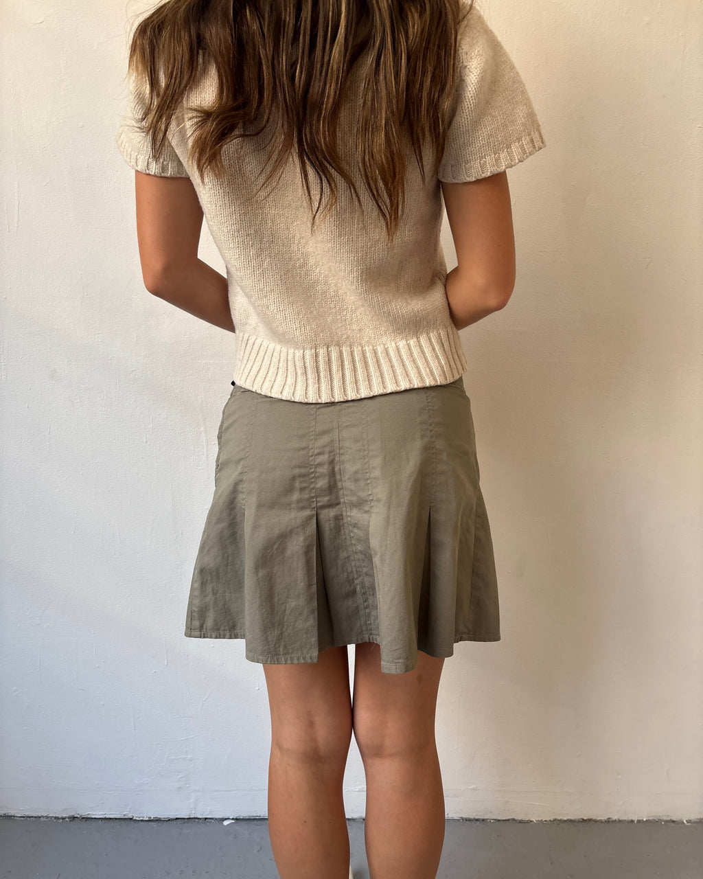 Khaki cargo mini skirt
