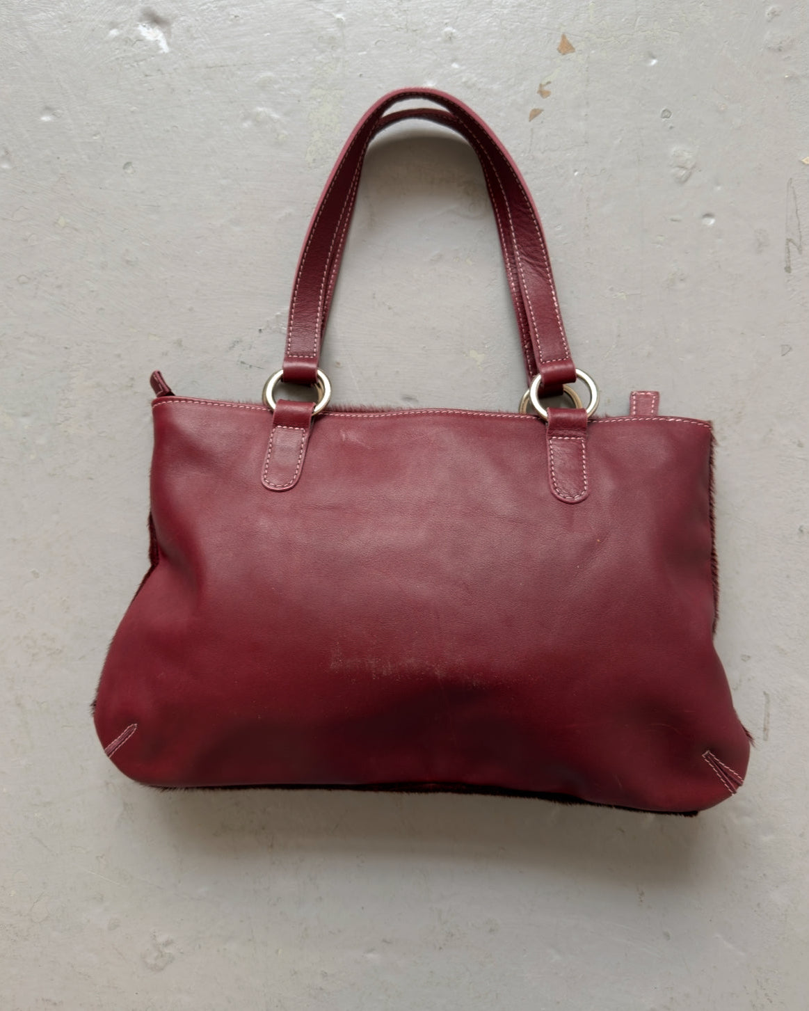 Burgundy cowhide hair bag