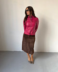 Brown suede midi skirt