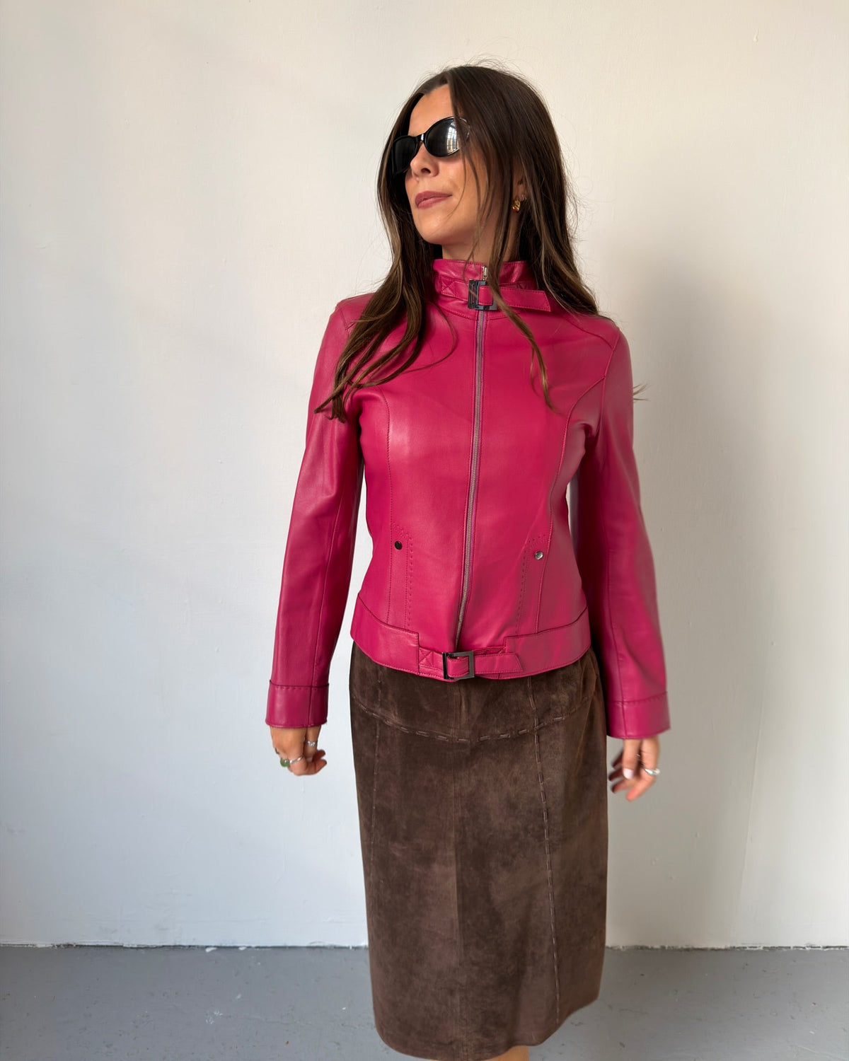 Hot pink leather jacket