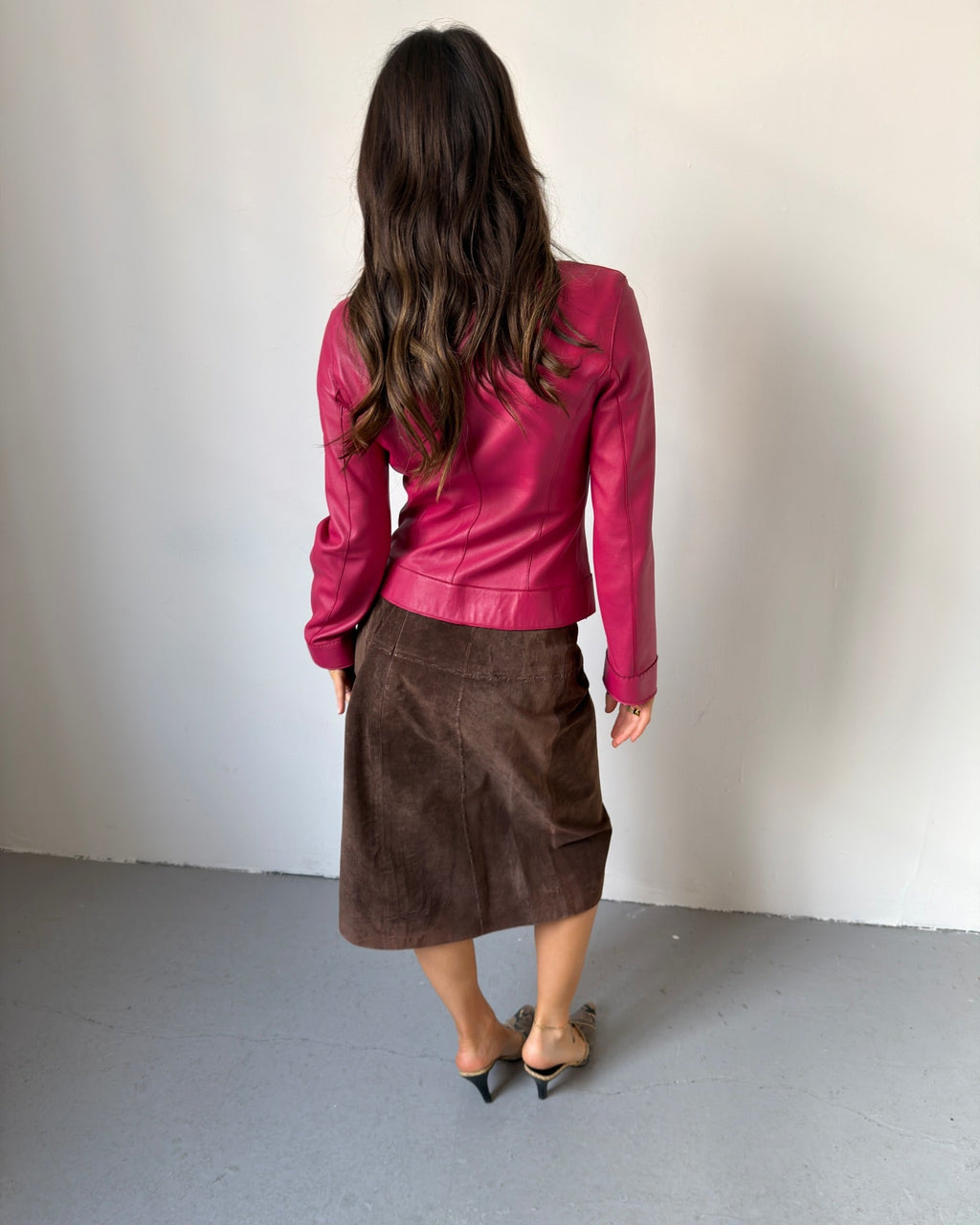 Hot pink leather jacket