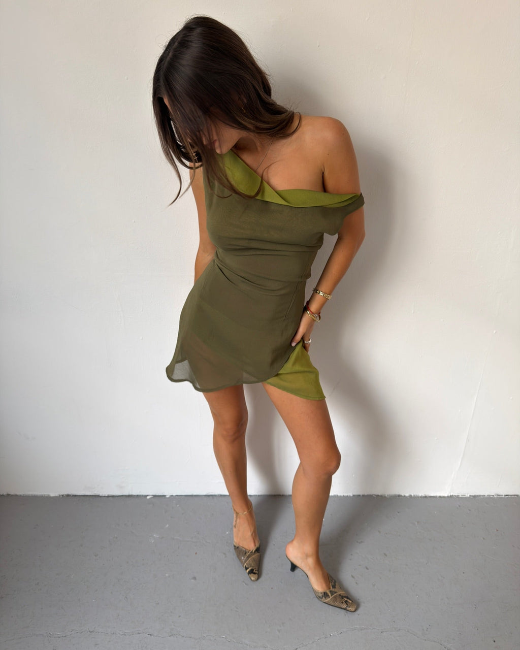 Two-tone green dress