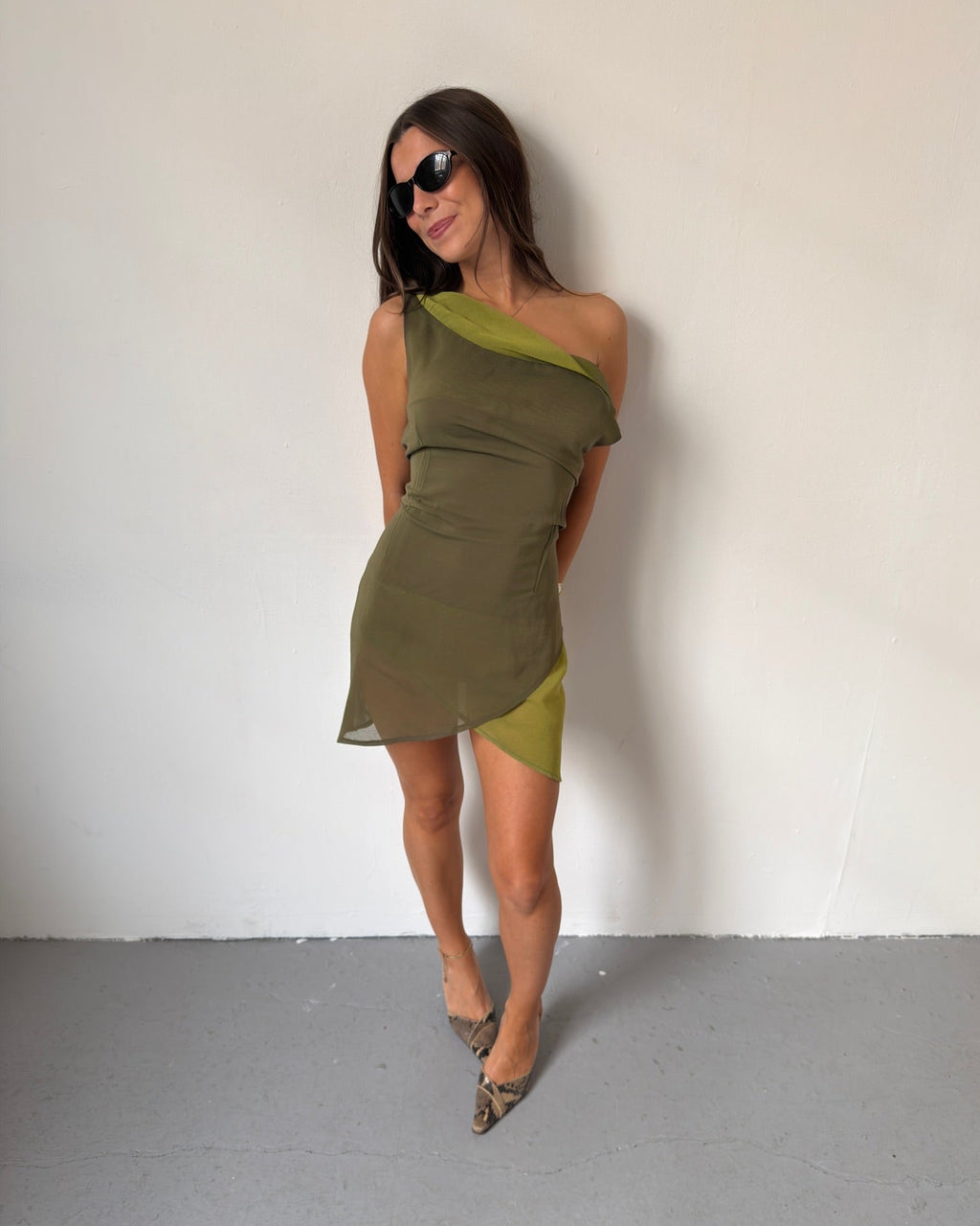 Two-tone green dress