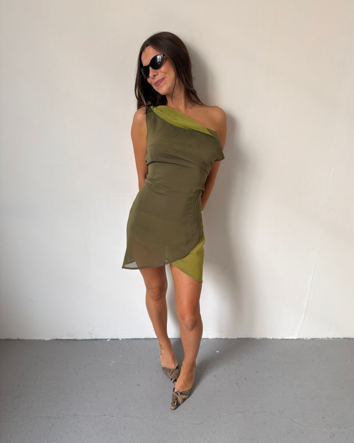 Two-tone green dress