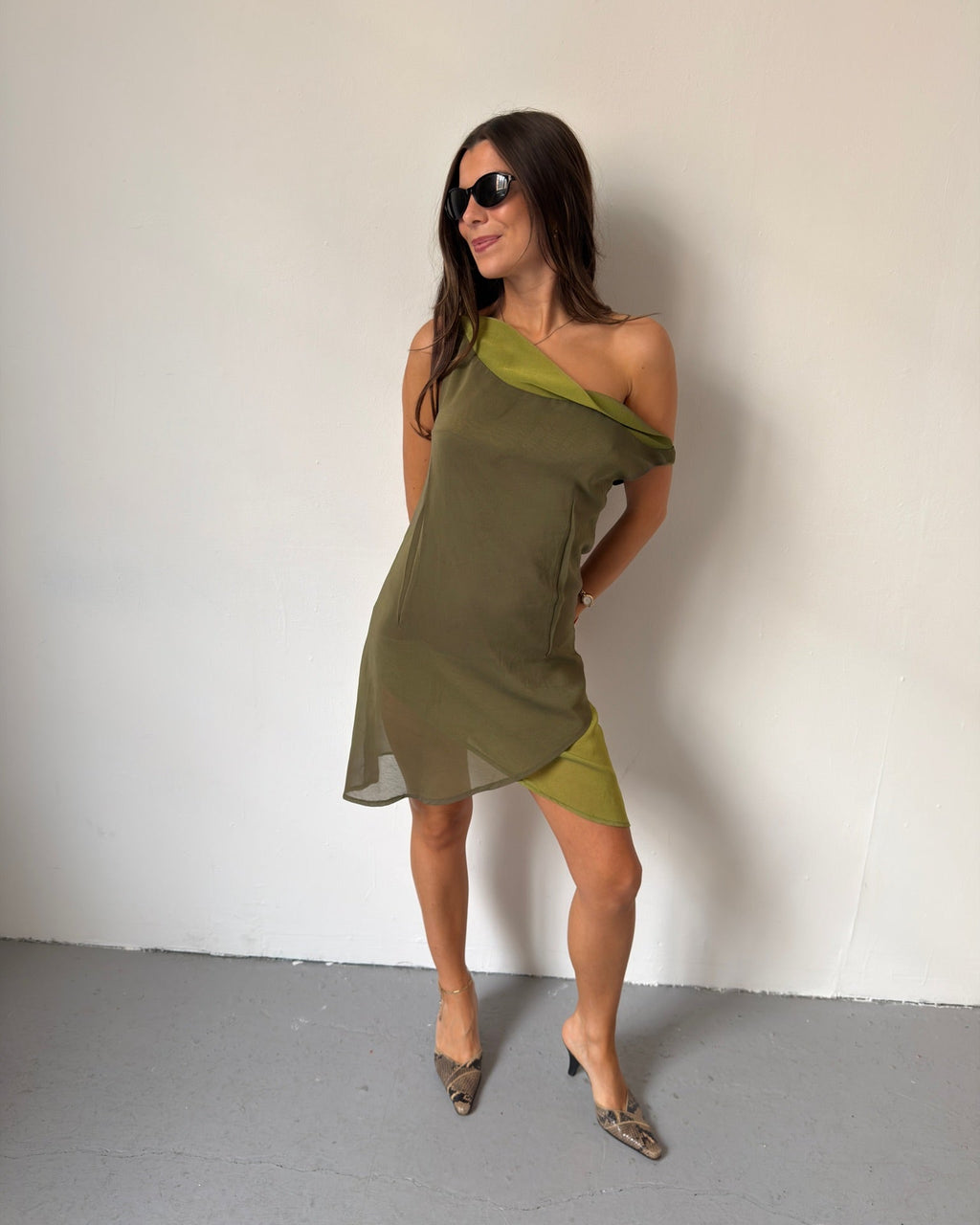 Two-tone green dress